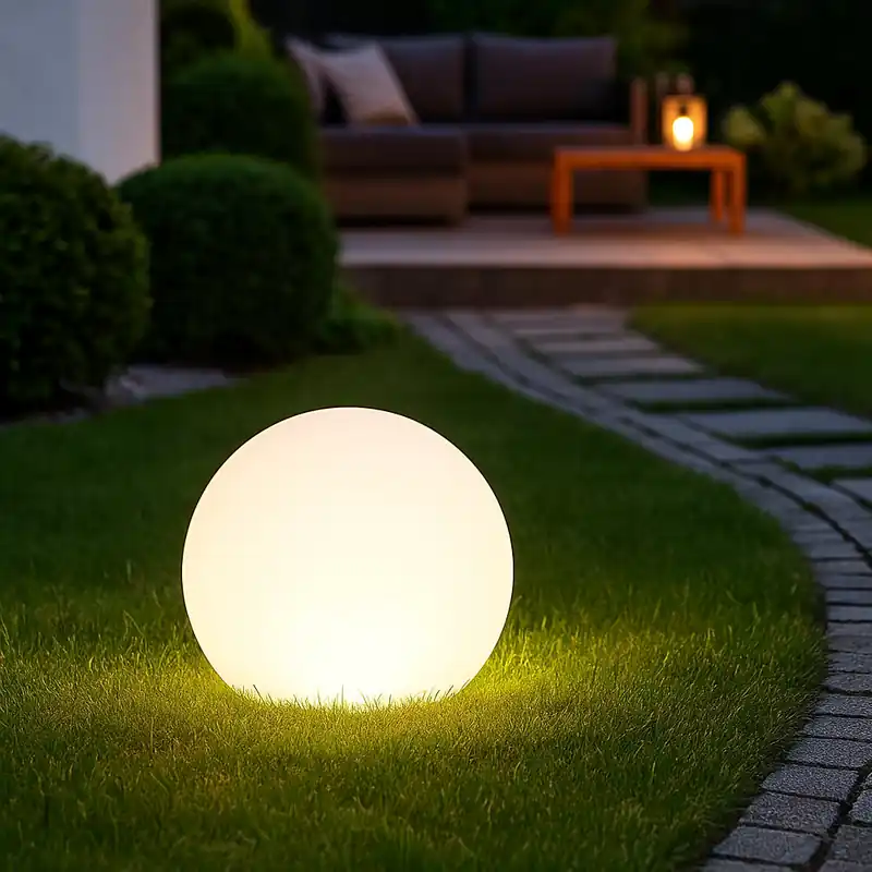Lampada Solare a Sfera 25 cm Telecomando Luce RGB e Bianco per Esterni Giardino