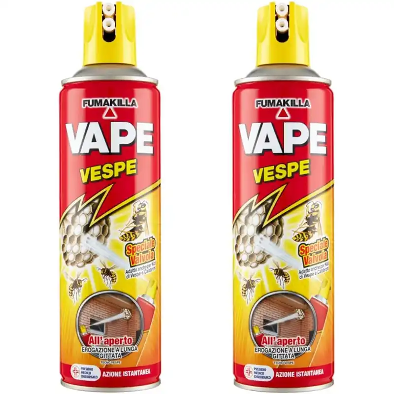 Set 2 Vape Spray Insetticida per Nidi Vespe e Calabroni Insetti Zanzare 1x400ml