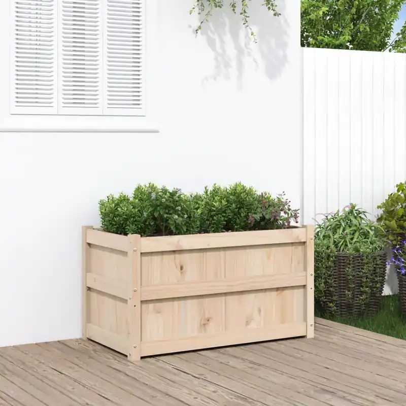 Fioriera da Giardino 90x50x50 cm in Legno Massello di Pino per Balcone Giardino