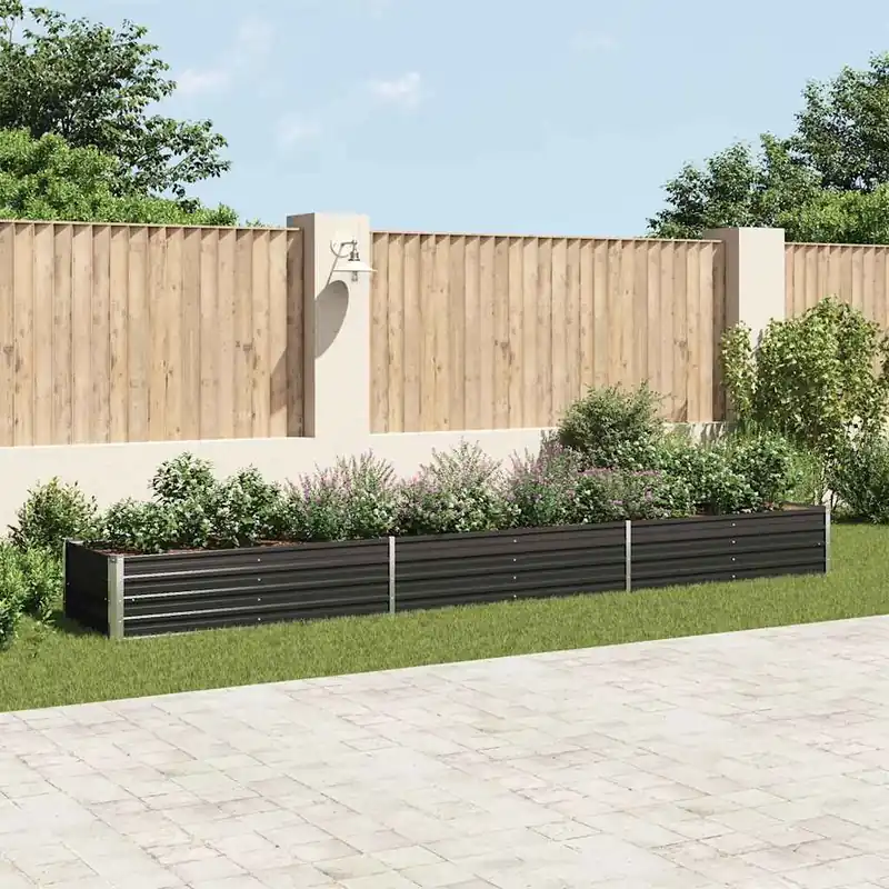 Letto Rialzato da Giardino in Acciaio Zincato Resistente 480x80x45 cm Antracite
