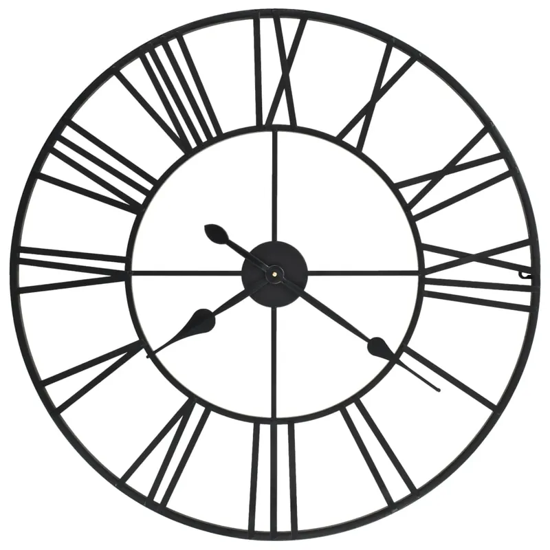 Orologio da Parete al Quarzo in Metallo Robusto Design Vintage 80 cm XXL Nero