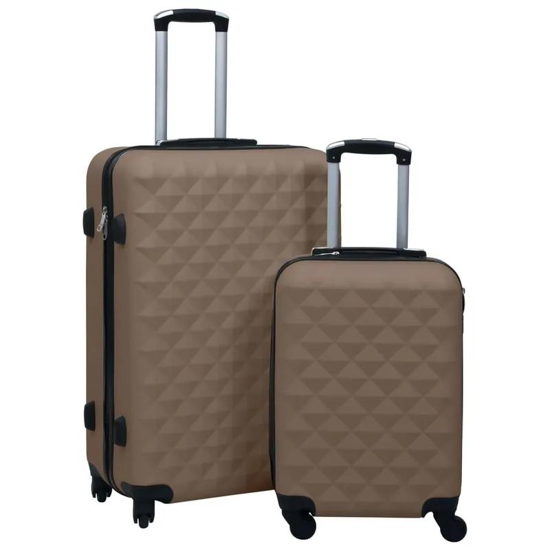 Set Valigie Trolley 2 Pezzi Custodia Rigida in ABS Quattro Ruote 360° Marrone