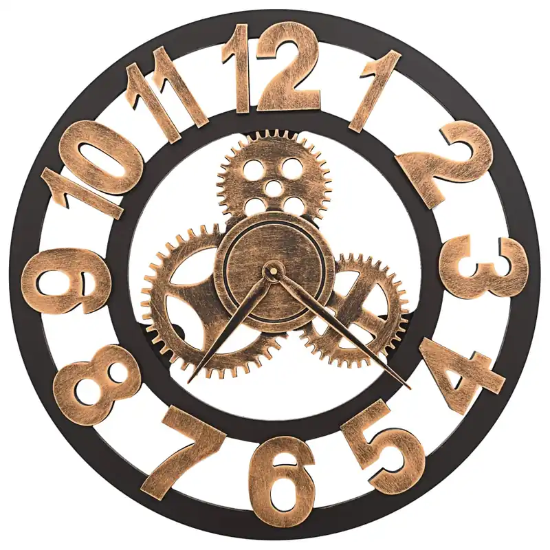 Orologio da Parete in Metallo 58 cm Design Particolare e Moderno Dorato e Nero