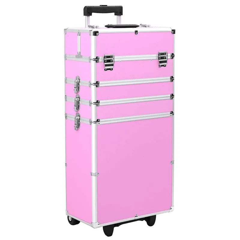 Valigia Trolley Cosmetici Organizza e Proteggi i tuoi Prodotti in Alluminio Rosa