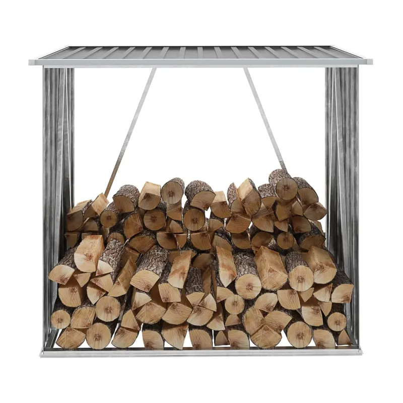 Portalegna Capannone da Giardino in Acciaio Zincato Grigio 163x83x154 cm