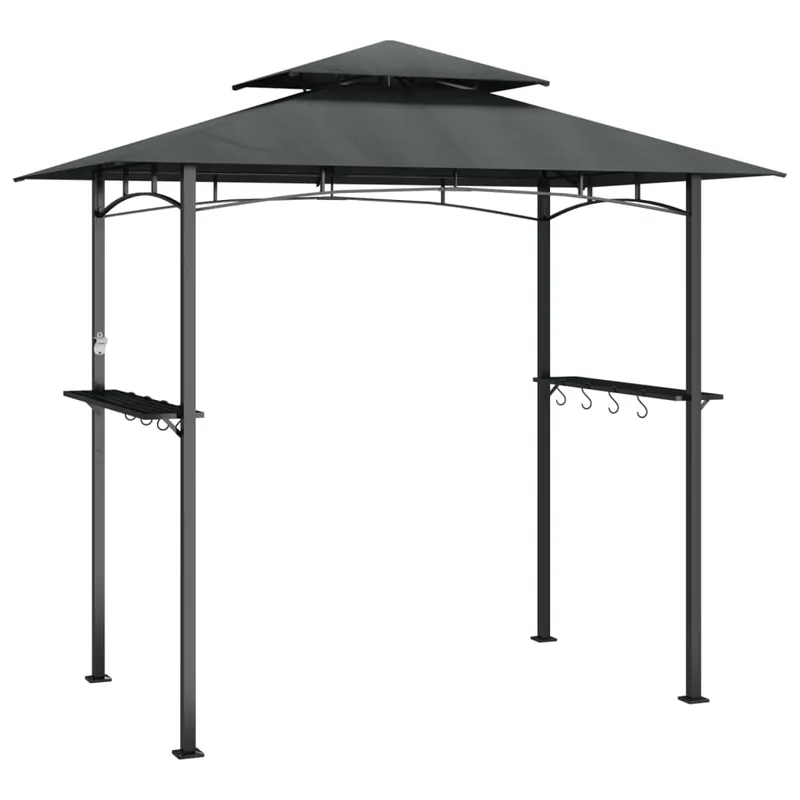Gazebo da Giardino per Barbecue Ripiani Laterali Antracite 240x150x243 Acciaio