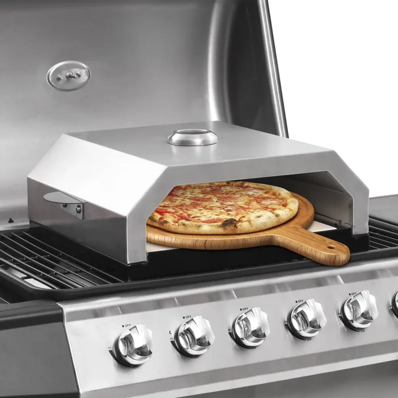 Forno per Pizze con Piastra Ceramica per Barbecue a Gas e Carbone Acciaio Inox