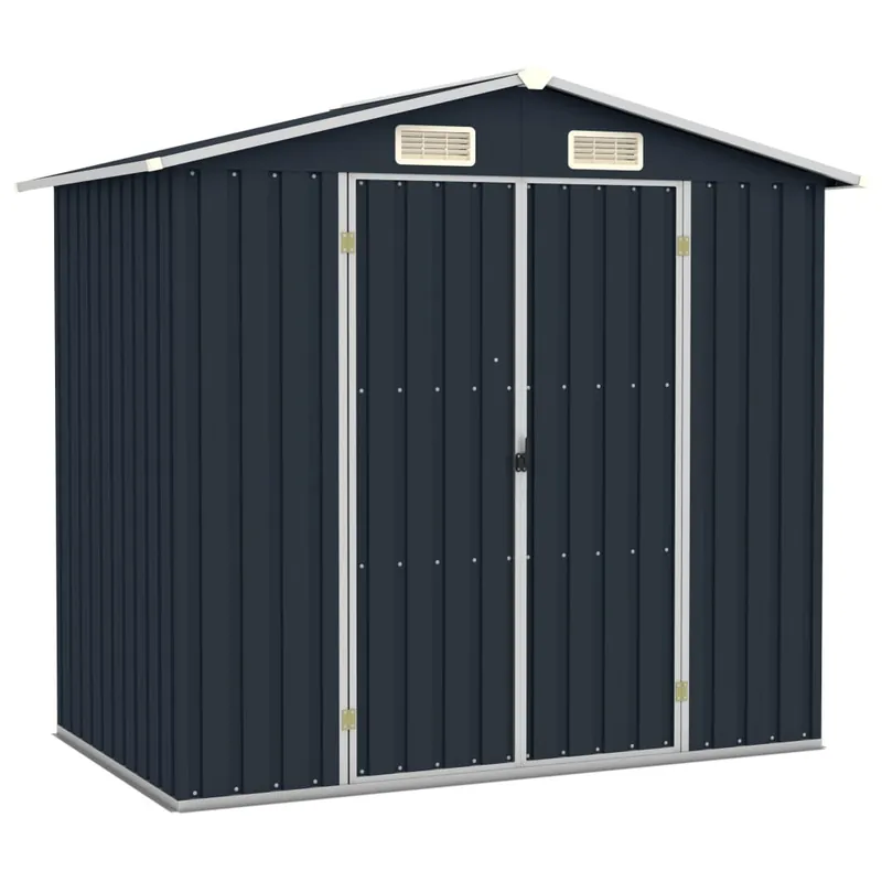 Capanno Porta Attrezzi da Giardino Antracite 205x129x183 cm in Acciaio Zincato