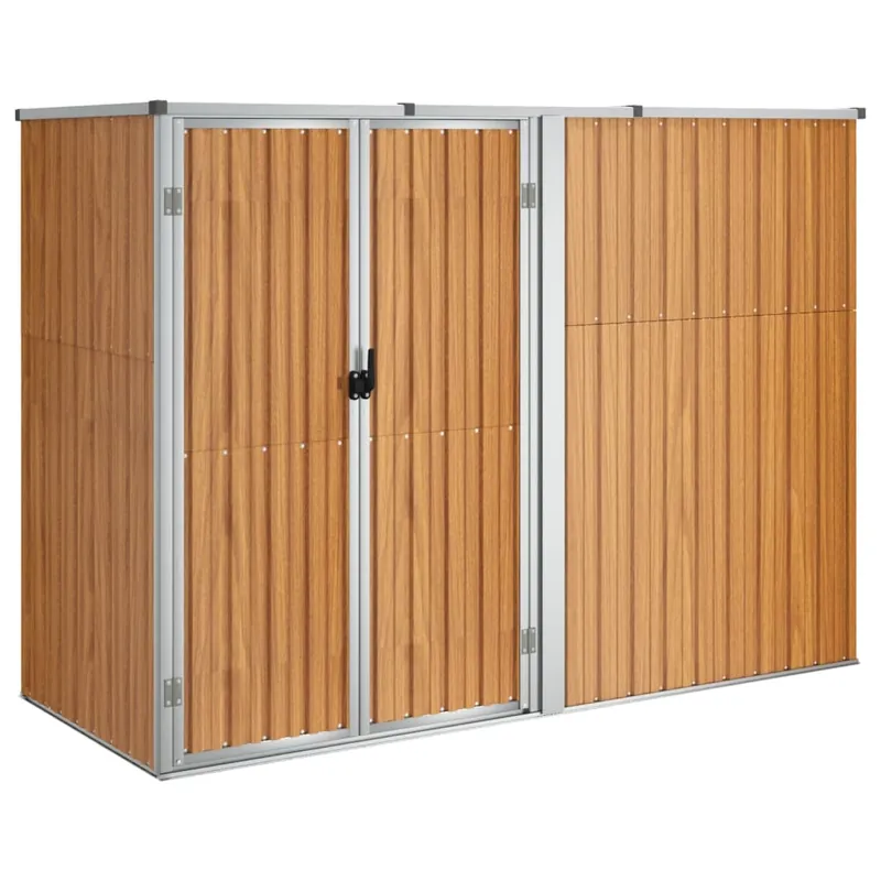 Capanno per Attrezzi Marrone in Acciaio Zincato Design Inclinato 225x89x161 cm