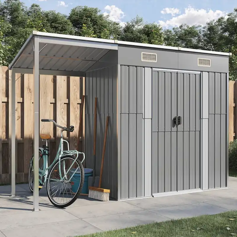 Capannone Porta Attrezzi Grigio Chiaro Acciaio Zincato Robusto 277x110,5x181cm