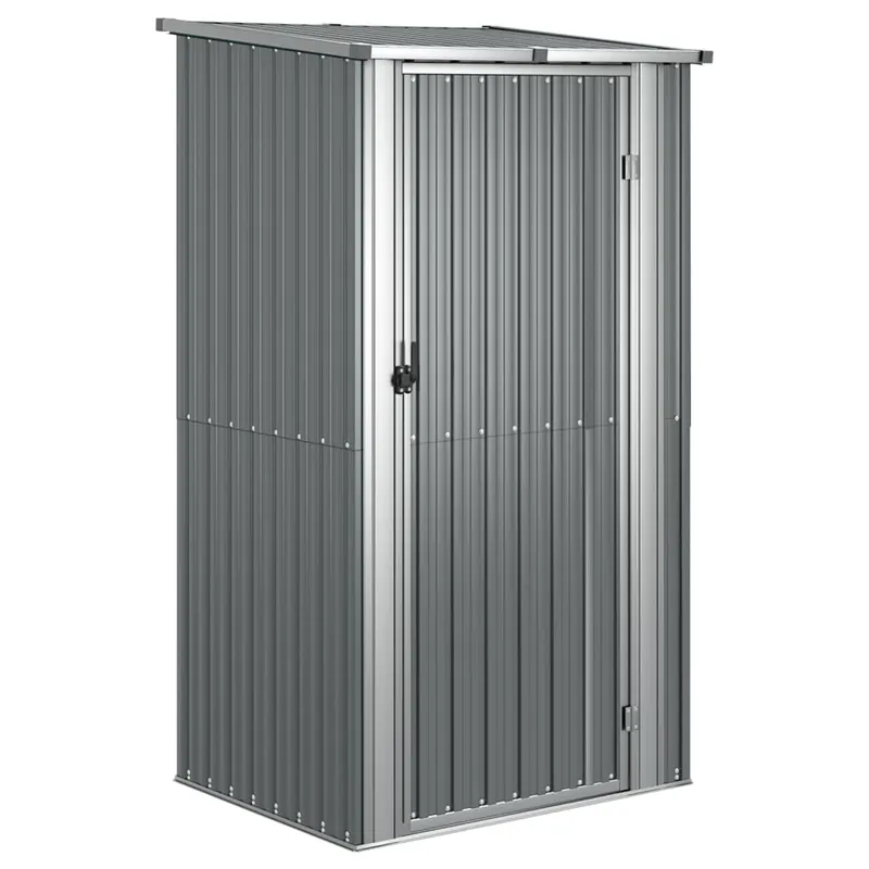 Capanno Porta Attrezzi da Giardino Grigio in Acciaio Zincato 118,5x97x209,5 cm