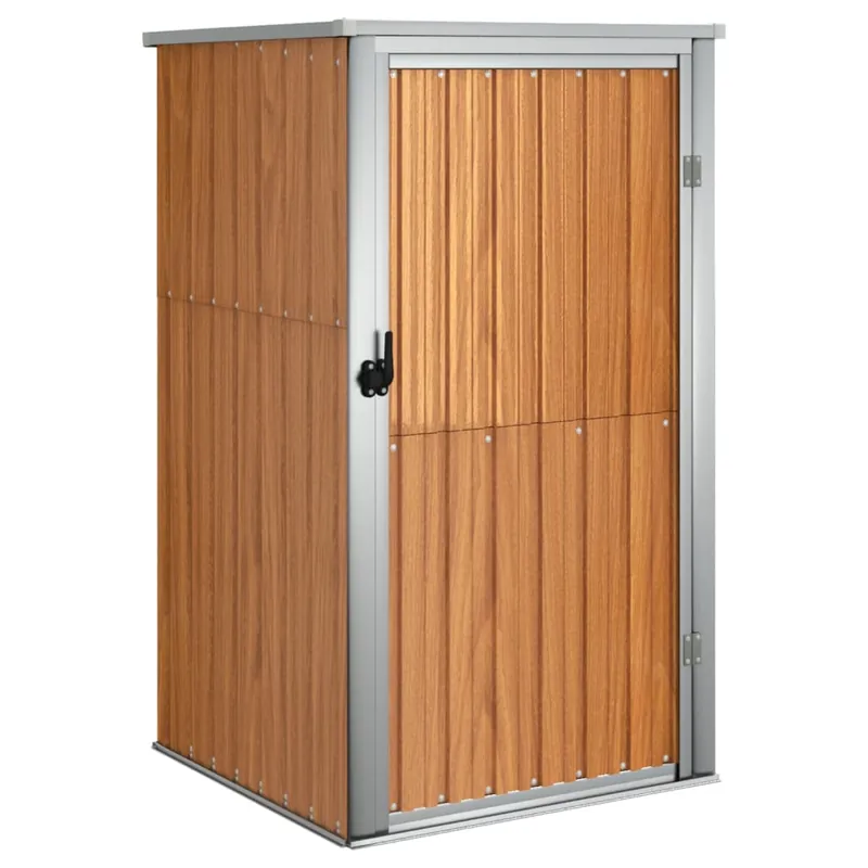Capanno per Attrezzi Marrone in Acciaio Zincato Design Inclinato 88x89x161 cm