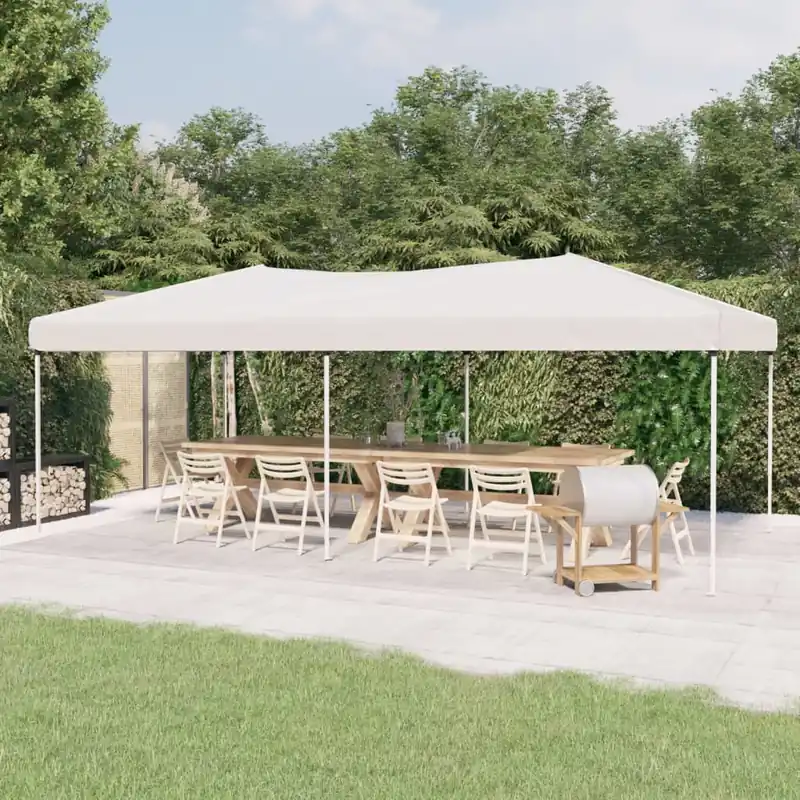Tenda per Feste Bianca Pieghevole Tessuto Oxford Telaio in Acciaio Robusto 3x6 m