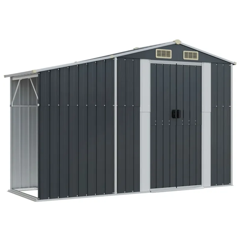 Capanno Per Attrezzi e Legna da Giardino Antracite Design Inclinato 277x93x179cm