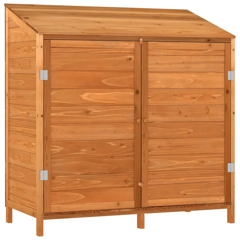Capanno Porta Attrezzi da Giardino Marrone Legno Massello Abete 102x52x112 cm