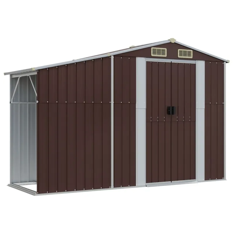 Capanno Porta Attrezzi da Giardino Marrone in Acciaio Zincato 277x93x179 cm