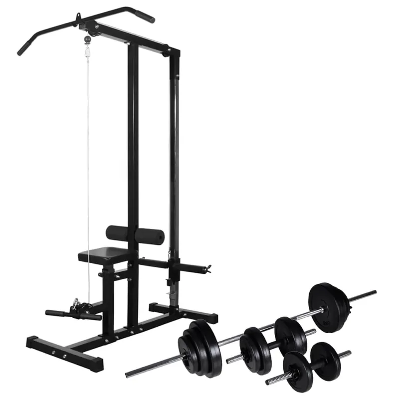 Macchina Multistazione con Bilanciere e Set di Manubri 30,5 kg Multifunzionale