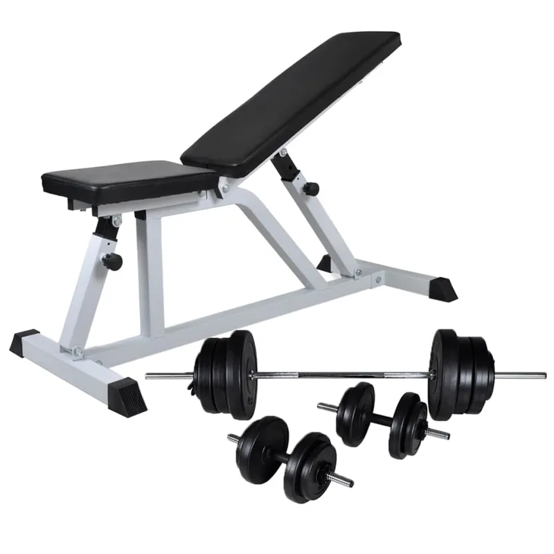Panca da Palestra con Bilanciere e Set di Manubri con Pesi 60,5 kg Palestra