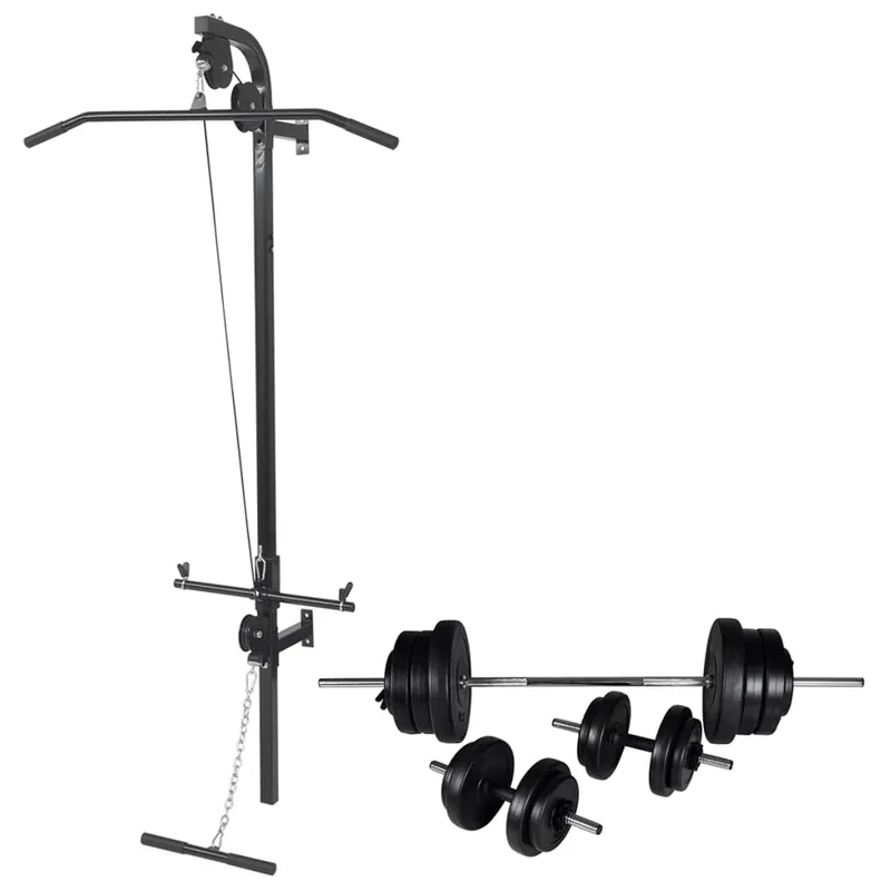 Macchina da Parete con Bilanciere e Set Manubri 60,5 kg Multistazione Palestra