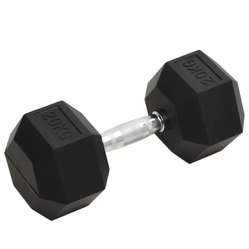 Manubrio 20 kg Ghisa Nero in Acciaio Cromato con Rivestimento in Gomma