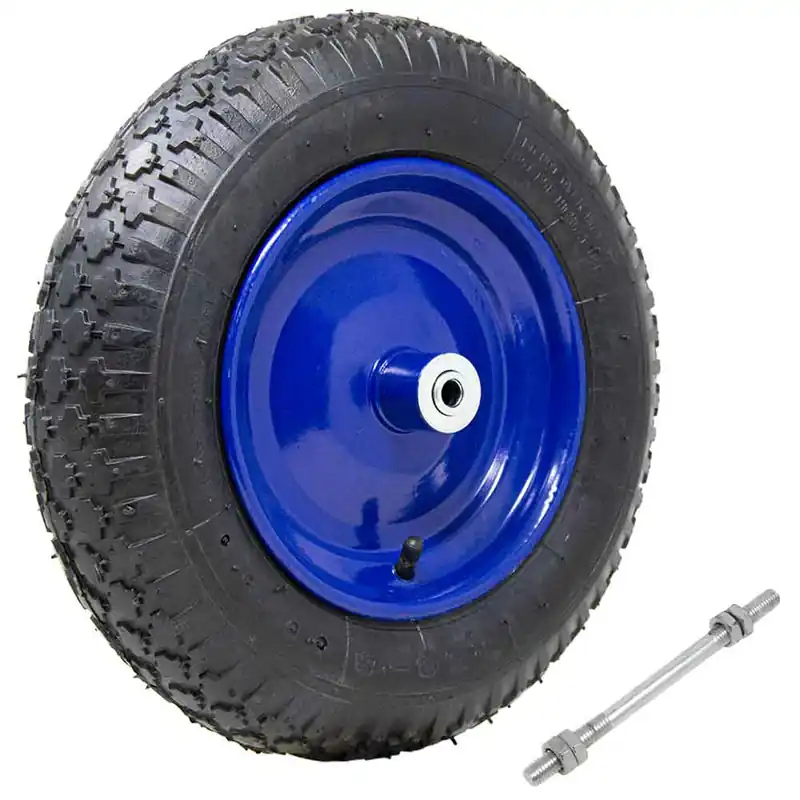 Ruota Pneumatica per Carriola 35 cm Gomma 3.50-8 + Asse Corto 170mm Incluso