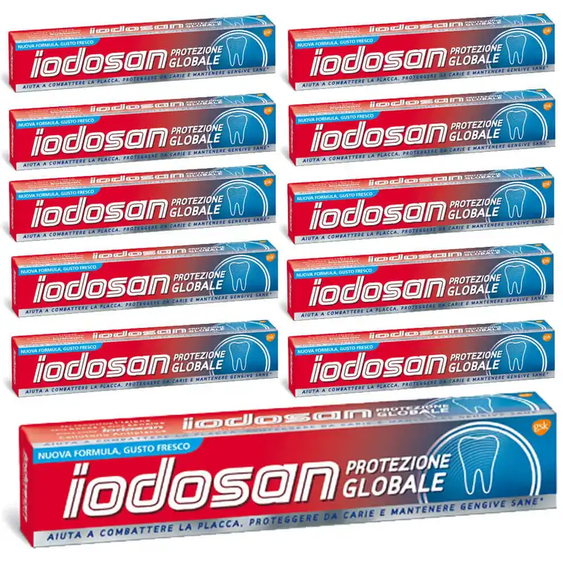 12 x Iodosan Dentifricio 75 ml Protezione Globale Gusto Fresco Promo Pack